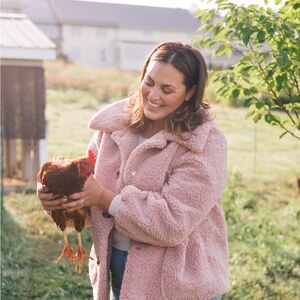 Gal Meets Glam Willa Pink Teddy Jacket Plush Oversized Fit
